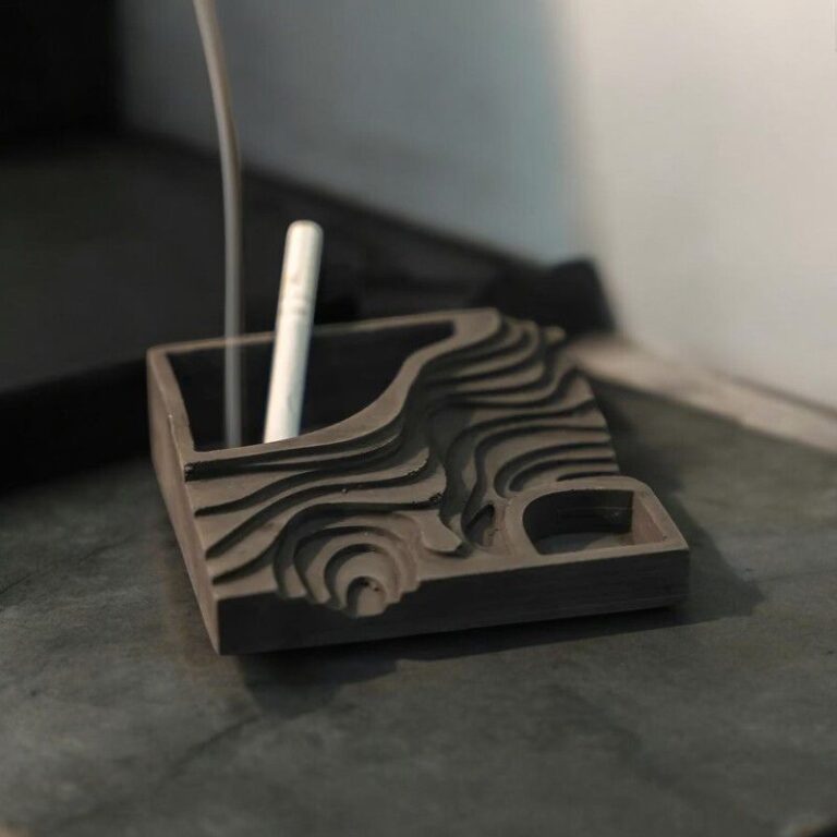 Topograph Dark Concrete Contoured Ashtray