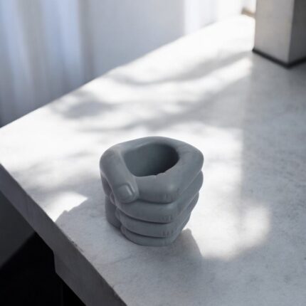 Unique Dark Concrete Hand Shaped Ashtray