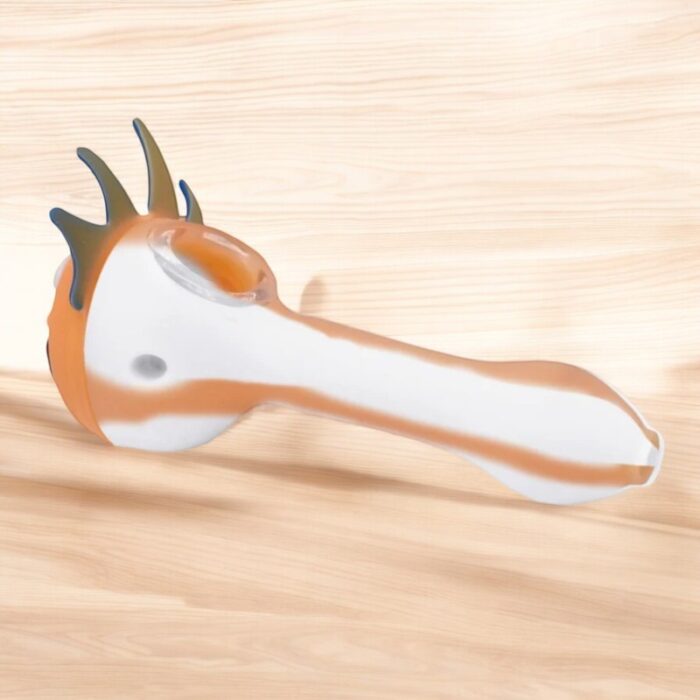 White and Orange Unbreakable Silicon Smoking Pipe-1