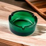 Green Glass Round Ashtray for Cigarette