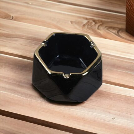 Black Groovy Ceramic Ashtray