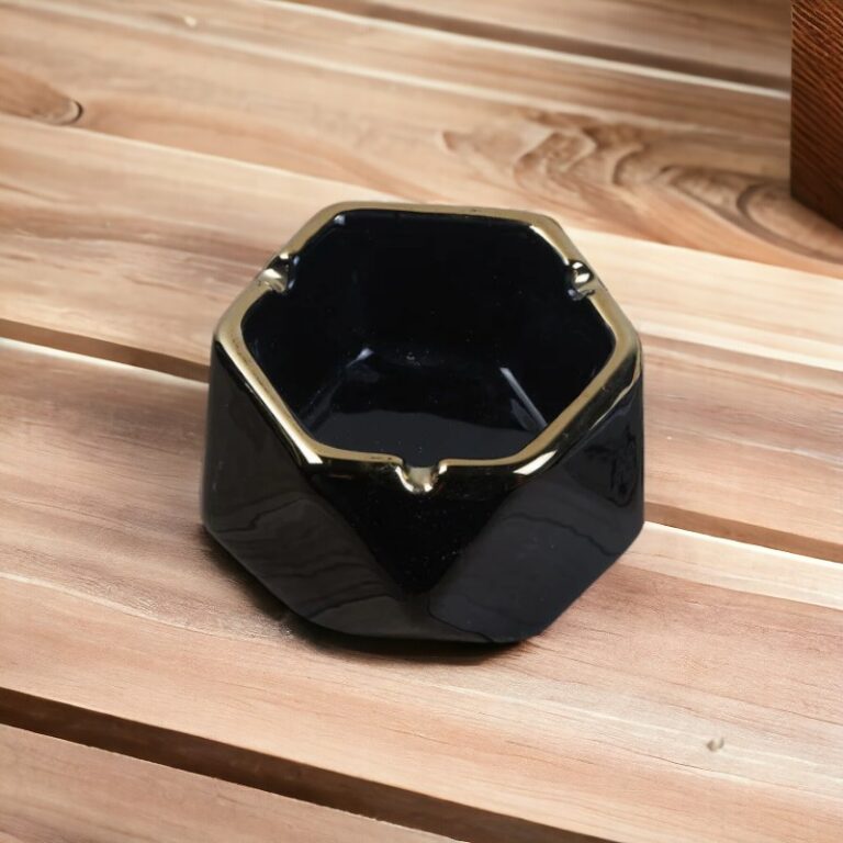 Black Groovy Ceramic Ashtray