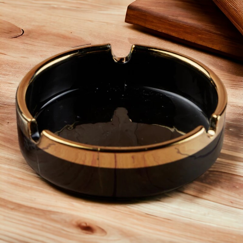 Black & Golden Groovy Ceramic Ashtray