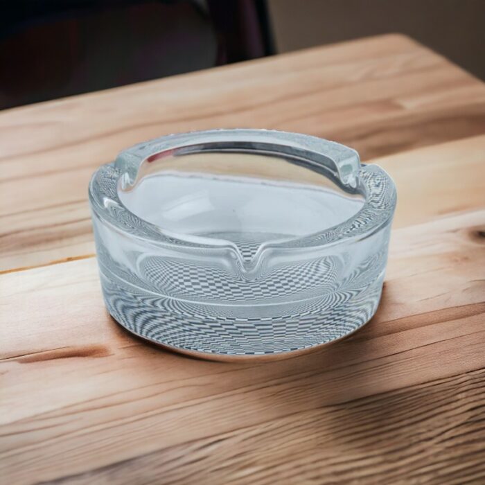 Clear Transparent Bowl Style Ashtray with Pattern Base