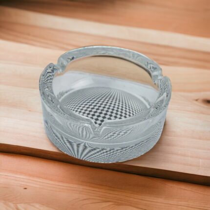 Clear Transparent Bowl Style Ashtray with Pattern Base