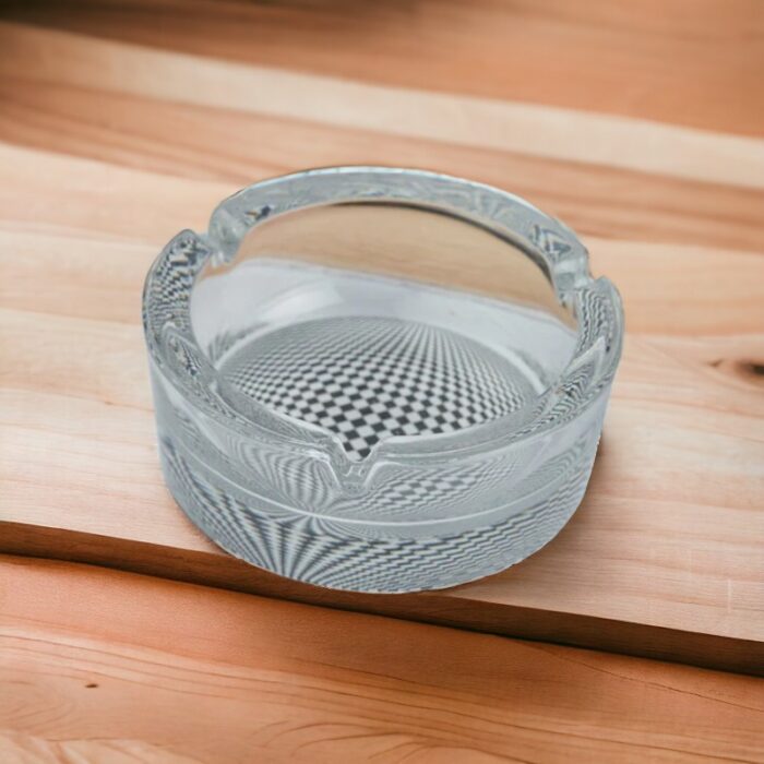 Clear Transparent Bowl Style Ashtray with Pattern Base