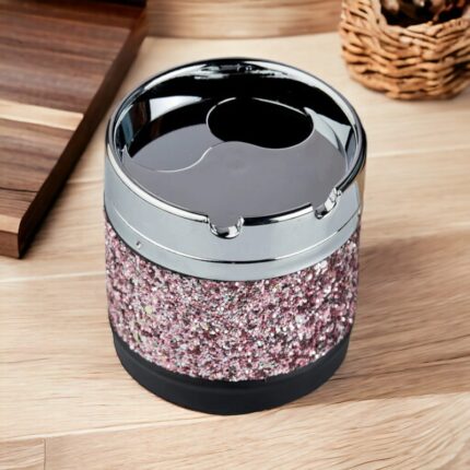 Plastic Tin Push Down Ashtray with Rotating Lid