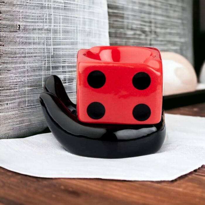 Red Dice Style Ceramic Ashtray for Smokers