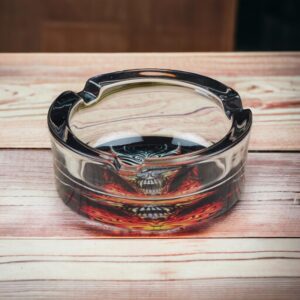 Fire Printed Glass Round Ashtray for Cigarette