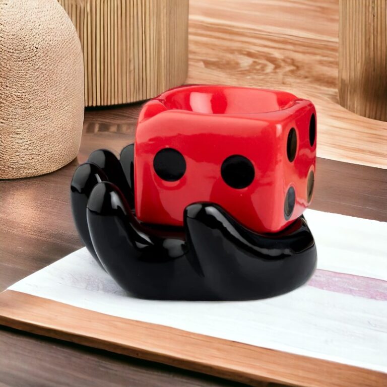 Red Dice Style Ceramic Ashtray for Smokers