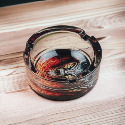 Fire Printed Glass Round Ashtray for Cigarette