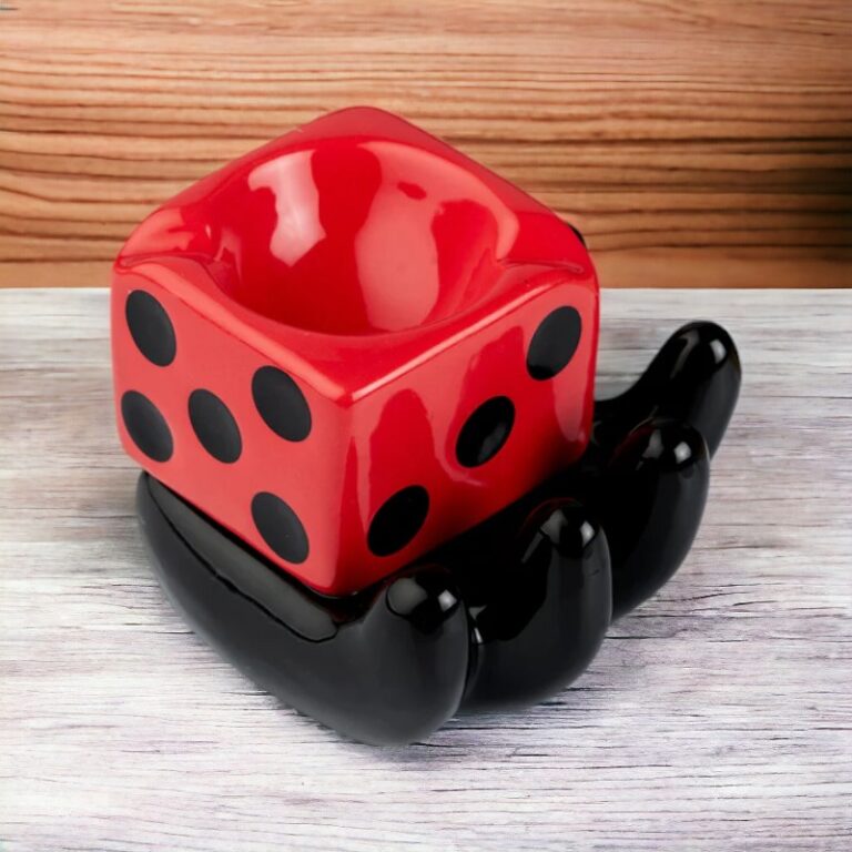 Red Dice Style Ceramic Ashtray for Smokers