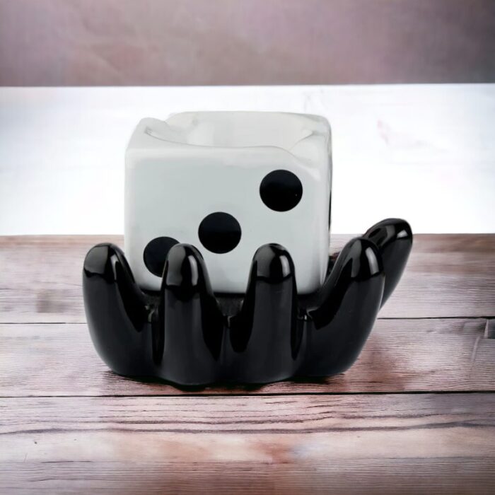 White Dice Style Ceramic Ashtray for Smokers