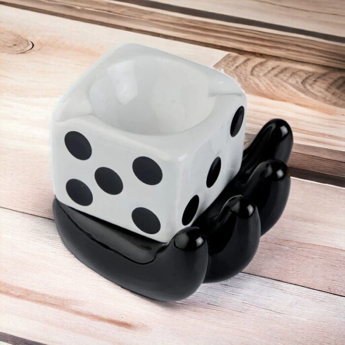 White Dice Style Ceramic Ashtray for Smokers