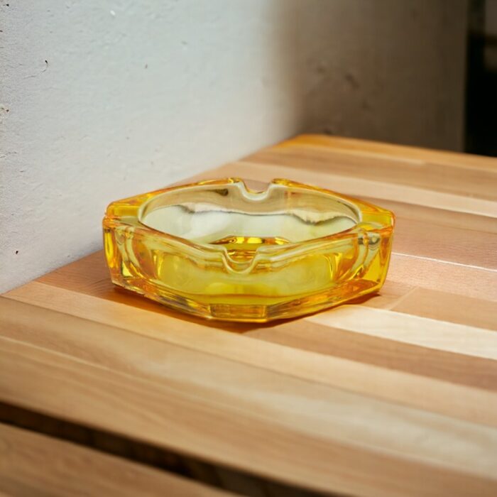 Yellow Glass Ashtray for Cigarette