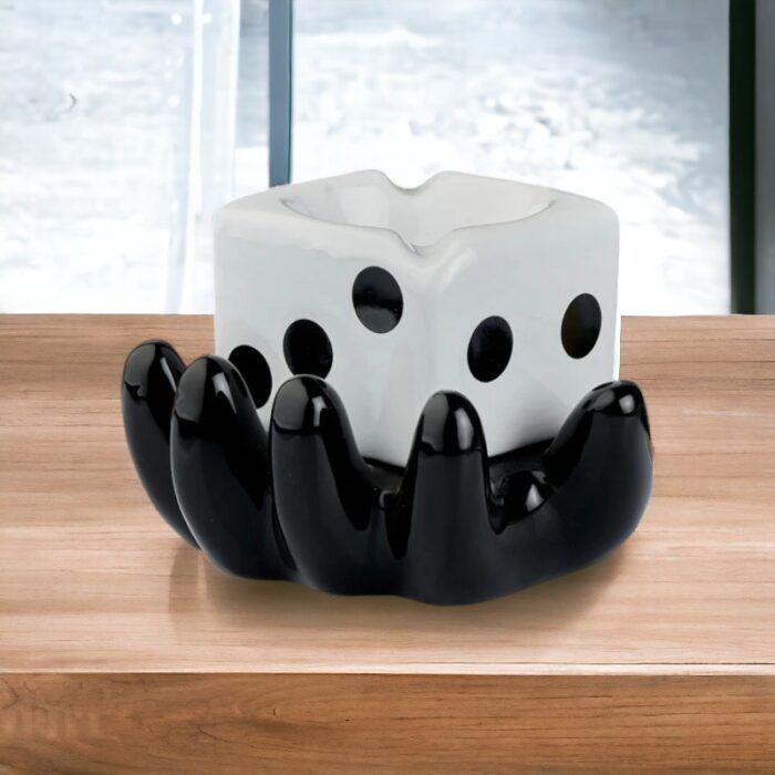 White Dice Style Ceramic Ashtray for Smokers