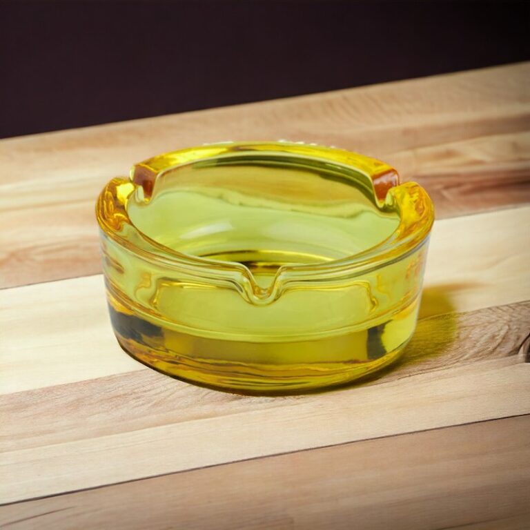 Yellow Glass Round Ashtray for Cigarette