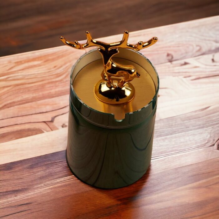 Green Deer Stainless Steel Ashtray with Lid