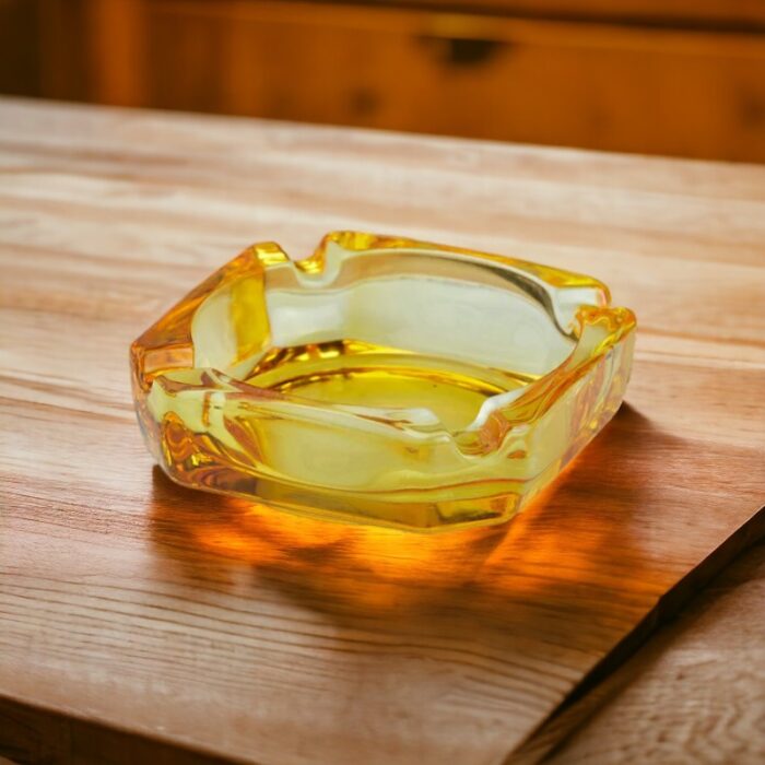 Yellow Glass Ashtray for Cigarette