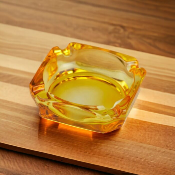 Yellow Glass Ashtray for Cigarette