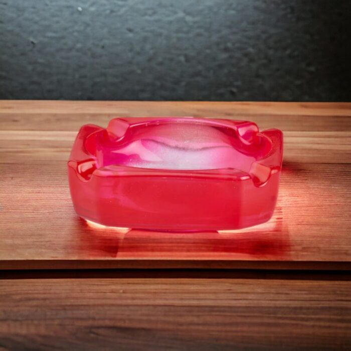 Red Glass Ashtray for Cigarette