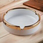 White & Golden Groovy Ceramic Ashtray