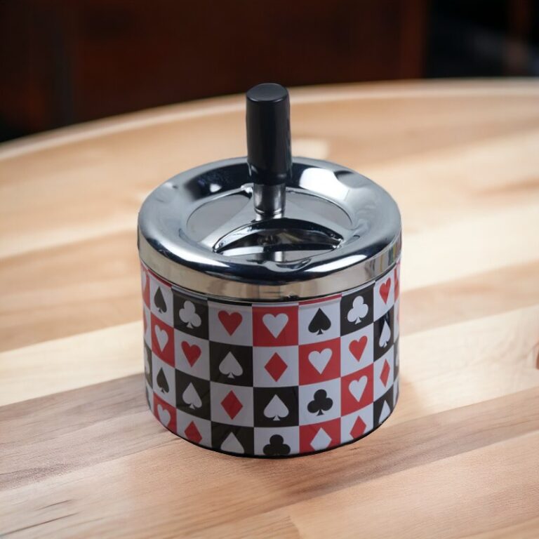 Play Card Style Metal Tin Push Down Ashtray