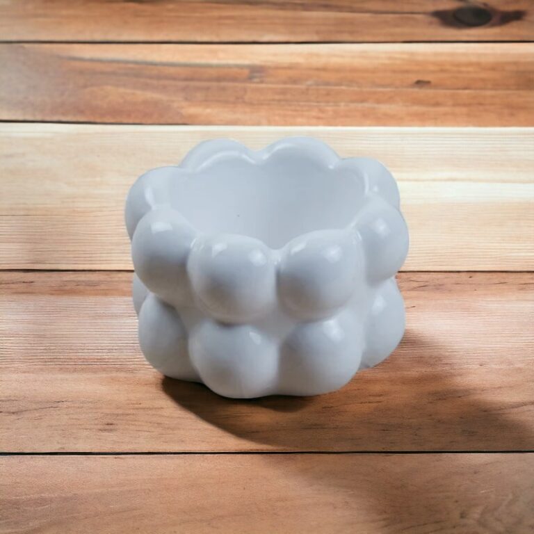 White Bubbly Groovy Ceramic Ashtray