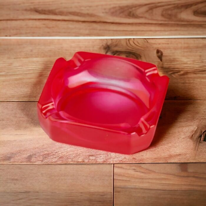 Red Glass Ashtray for Cigarette