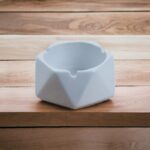 Solid White Groovy Ceramic Ashtray