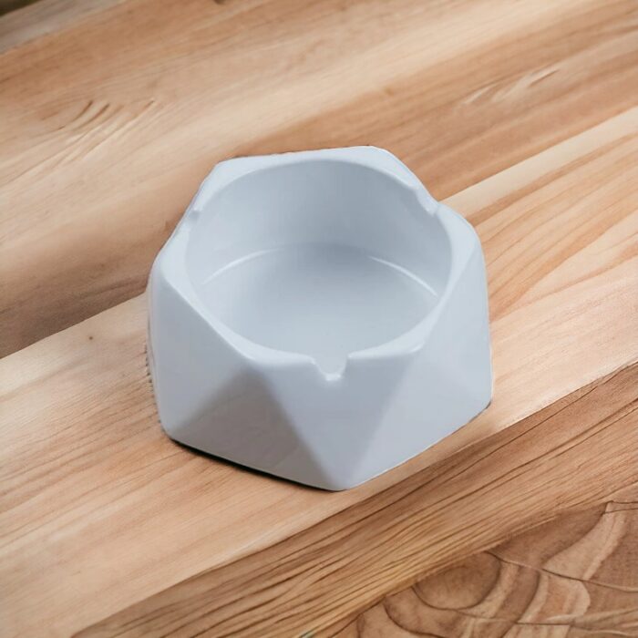 Solid White Groovy Ceramic Ashtray