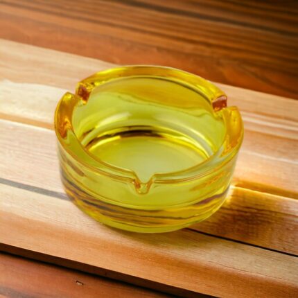 Yellow Glass Round Ashtray for Cigarette