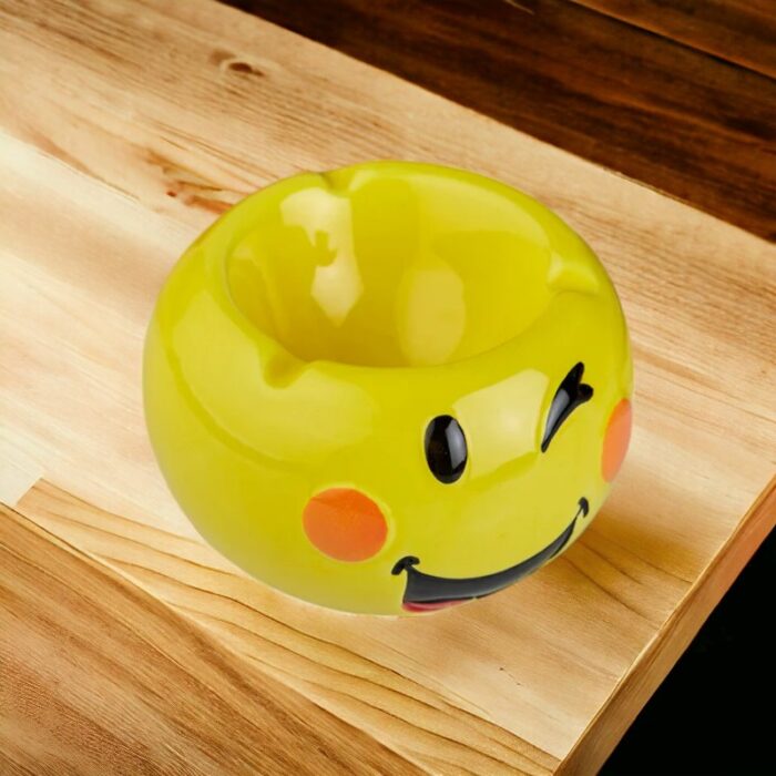 Winking Face Emoji Ceramic Ashtray