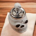 White Skull Smokeless Ceramic Push Down Ashtray