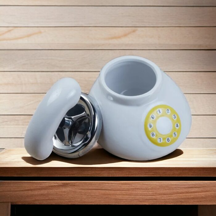 White Telephone Style Smokeless Ceramic Push Down Ashtray