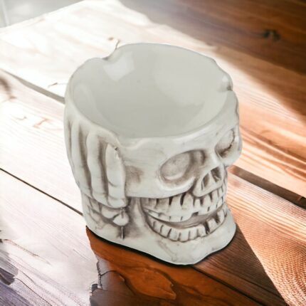 White Skull Ceramic Ashtray for Smokers