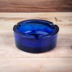 Blue Glass Round Ashtray for Cigarette