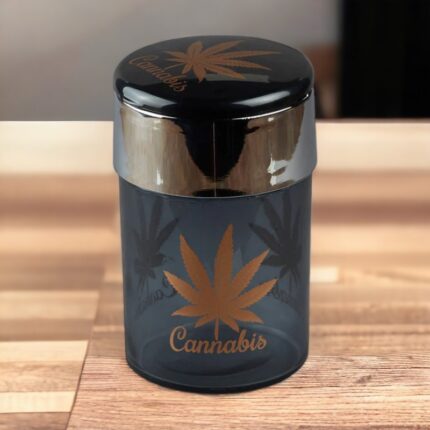 Round Black Cannabis Glass Car Ashtray