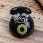 Black Telephone Style Smokeless Ceramic Push Down Ashtray