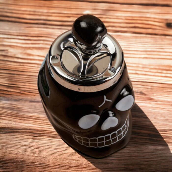 Black Skull Smokeless Ceramic Push Down Ashtray