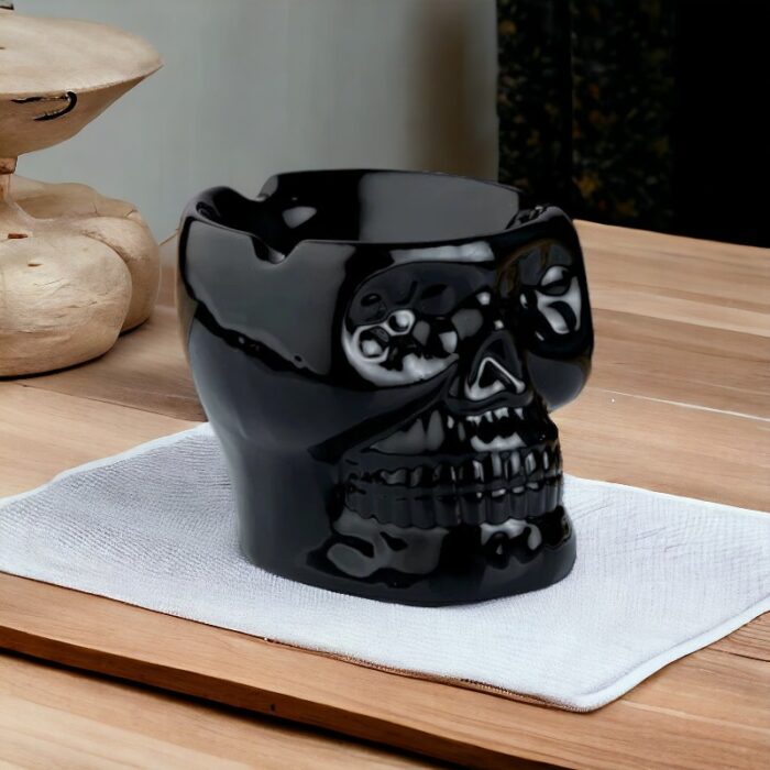 Black Skull Ceramic Astray for Smokers