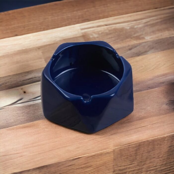 Navy Blue Groovy Ceramic Ashtray