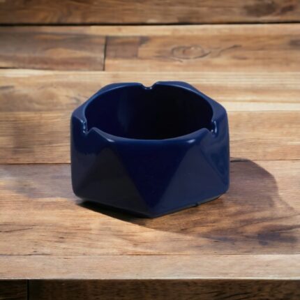 Navy Blue Groovy Ceramic Ashtray