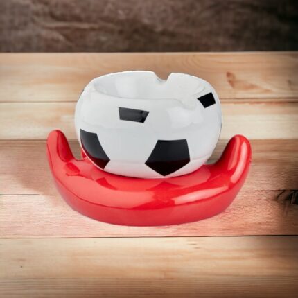 Hand Holding Football Style Ceramic Ashtray