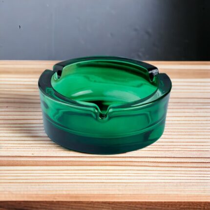 Green Glass Round Ashtray for Cigarette