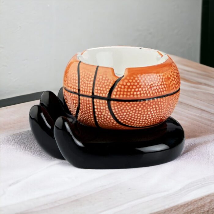 Hand Holding Basketball Style Ceramic Ashtray