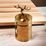 Golden Deer Stainless Steel Ashtray with Lid