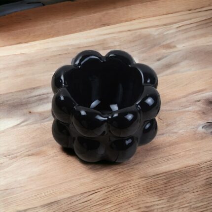 Black Bubbly Groovy Ceramic Ashtray