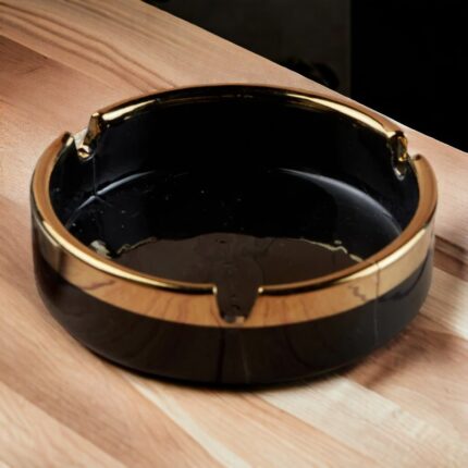 Black & Golden Groovy Ceramic Ashtray