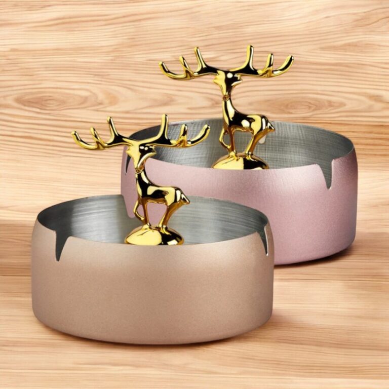 Pink and Champagne Combo Stainless Steel Home Ashtray